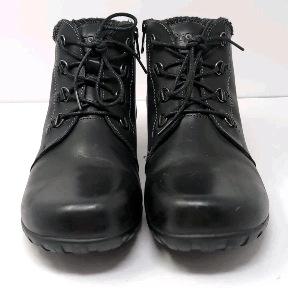 Propet Delaney Ankle Bootie Boots Women 11N (AA) Black Leather Zip/Lace WFV002L‎